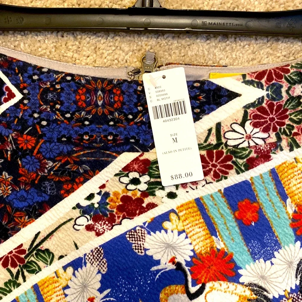 Anthropologie Multi-Color Crane Bird Patterned Midi Skirt